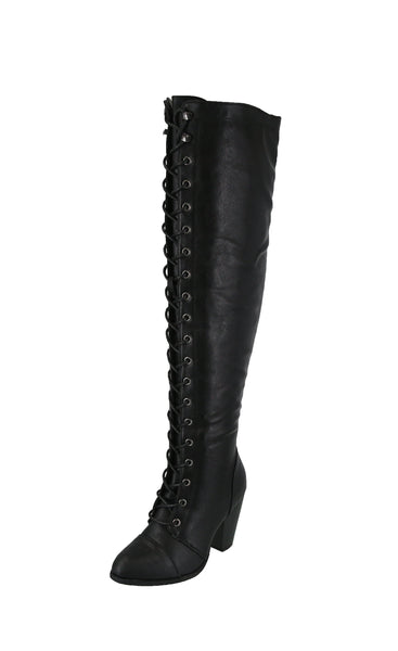 WOMAN'S SHOES BLACK PU LEATHER BOOTS CAMILA-48