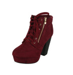 WOMAN'S SHOES BURGUNDY SUEDE BOOTIES CAMILLE-88