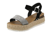 WOMAN'S SHOES BLACK GLITTER/NUB WEDGE SANDAL CANDIDE-3