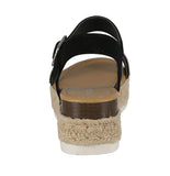 WOMAN'S SHOES BLACK GLITTER/NUB WEDGE SANDAL CANDIDE-3