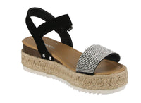 WOMAN'S SHOES BLACK GLITTER/NUB WEDGE SANDAL CANDIDE-3