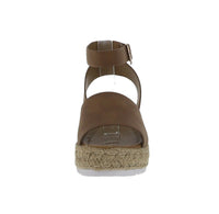 WOMAN'S SHOES TAN NUB WEDGE SANDAL CANDIDE-1