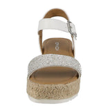 WOMAN'S SHOES WHITE GLITTER/PU WEDGE SANDAL CANDIDE-3