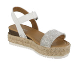 WOMAN'S SHOES WHITE GLITTER/PU WEDGE SANDAL CANDIDE-3