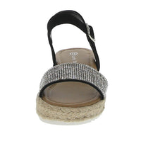 KID'S SHOES BLACK GLITTER/NUB WEDGE SANDAL CANDIDE-3K