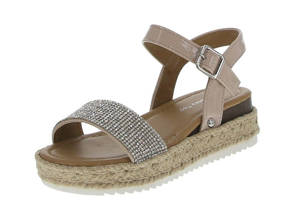 KID'S SHOES NUDE GLITTER/PU WEDGE SANDAL CANDIDE-3K