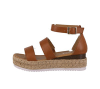 WOMAN'S SHOES TAN PU LEATHER WEDGE SANDAL CANDIDE-53