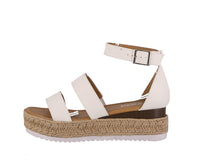 WOMAN'S SHOES WHITE PU LEATHER WEDGE SANDAL CANDIDE-53