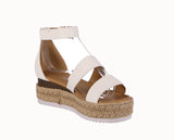 WOMAN'S SHOES WHITE PU LEATHER WEDGE SANDAL CANDIDE-53