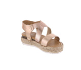 KID'S SHOES ROSE GOLD PU LEATHER WEDGE SANDAL CANDIDE-77K