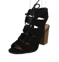 WOMAN'S SHOES BLACK SUEDE HEELS CARIS-07