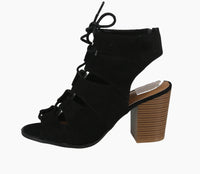 WOMAN'S SHOES BLACK SUEDE HEELS CARIS-07