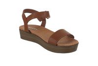 WOMAN'S SHOES TAN PU LEATHER WEDGE CATO-21