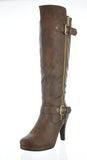 WOMAN'S SHOES BROWN PU BOOTS CECI-14