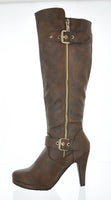 WOMAN'S SHOES BROWN PU BOOTS CECI-14