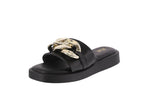 WOMAN'S SHOES BLACK COMFY/METALLIC SANDALS CHAIN