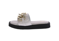 WOMAN'S SHOES WHITE COMFY/METALLIC SANDALS CHAIN