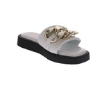 WOMAN'S SHOES WHITE COMFY/METALLIC SANDALS CHAIN