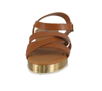 WOMAN'S SHOES TAN PU LEATHER SANDAL CHAP-01