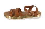 WOMAN'S SHOES TAN PU LEATHER SANDAL CHAP-01