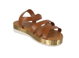 WOMAN'S SHOES TAN PU LEATHER SANDAL CHAP-01