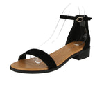 WOMAN'S SHOES BLACK SUEDE SANDALS CHENILLE-35