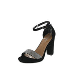 WOMAN'S SHOES BLACK GLITTER SUEDE HEELS CLAIRE-22