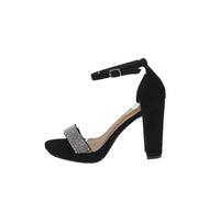 WOMAN'S SHOES BLACK GLITTER SUEDE HEELS CLAIRE-22