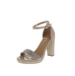 WOMAN'S SHOES NUDE/PAT GLITTER PU/LEATHER HEELS CLAIRE-22