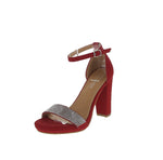 WOMAN'S SHOES RED GLITTER SUEDE HEELS CLAIRE-22