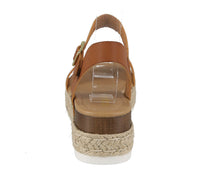 WOMAN'S SHOES TAN PU LEATHER WEDGE SANDAL CLIP