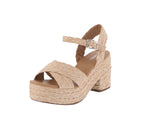 WOMAN'S SHOES BEIGE RAFFIA WEDGE HEELS COSIGN