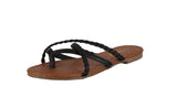 WOMAN'S SHOES BLACK PU/LEATHER SANDALS CROSS-15W