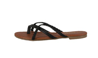 WOMAN'S SHOES BLACK PU/LEATHER SANDALS CROSS-15W