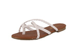 WOMAN'S SHOES WHITE PU/LEATHER SANDALS CROSS-15W