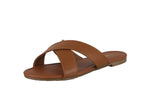 WOMAN'S SHOES TAN PU/LEATHER SANDALS CROSS-8W