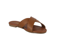 WOMAN'S SHOES TAN PU/LEATHER SANDALS CROSS-8W