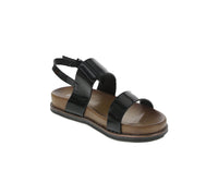 WOMAN'S SHOES BLACK PU/LEATHER SANDALS CROWD