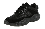 WOMAN'S SHOES BLACK NUB/GLITTER/PVC TENNIS SNEAKERS CRYSTAL-9