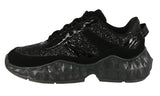 WOMAN'S SHOES BLACK NUB/GLITTER/PVC TENNIS SNEAKERS CRYSTAL-9