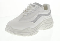 WOMAN'S SHOES WHITE PU LEATHER TENNIS SNEAKERS DADDY-3