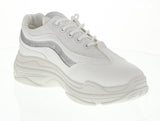 WOMAN'S SHOES WHITE PU LEATHER TENNIS SNEAKERS DADDY-3