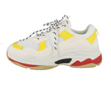 WOMAN'S SHOES WHITE YELLOW SUEDE MESH TENNIS SNEAKERS DADDY-6