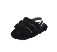 KID'S SLIPPERS BLACK FLUFF DAISY-5K