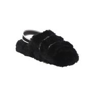 KID'S SLIPPERS BLACK FLUFF DAISY-5K