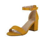 WOMEN'S SHOES MUSTARD YELLOW SUEDE HEELS DELIA-1