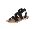 WOMAN'S SHOES BLACK FABRIC SANDALS DEVIDE