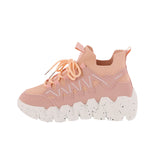 WOMAN'S SHOES PINK NUB/FABRIC TENNIS SNEAKERS DISH-81