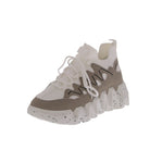 WOMAN'S SHOES WHITE NUB/FABRIC TENNIS SNEAKERS DISH-81