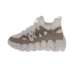 WOMAN'S SHOES WHITE NUB/FABRIC TENNIS SNEAKERS DISH-81